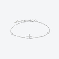Bracelet à breloques en argent sterling 925 plaqué or avec lettre initiale CZ 26 pour femme, idéal pour le dropshipping