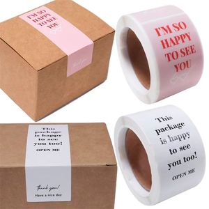 Papier Kraft imperméable personnalisé pour décoration de cadeau, étiquette autocollante, <span class=keywords><strong>Slogan</strong></span>, autocollant graphique, boîte cadeau, scellage, autocollant cadeau gratuit, rouleau - Product Image 2