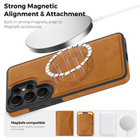 Étui magnétique en cuir vegan pour Samsung Galaxy S26 Ultra S25 Ultra S24 FE S23 Plus, coque de téléphone fine classique antidérapante pour affaires