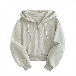 Wholesale Custom LOGO Female White Cropped Hoodies Women Cotton <b>Crop</b> <b>Top</b> Hoodie Cotton Blend Knitted Autumn Wear - Product Image 1