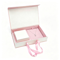 Boîte cadeau magnétique pliable rectangulaire avec logo personnalisé, finition mate, en carton rose avec ruban, pour vêtements, chaussettes, vente en gros