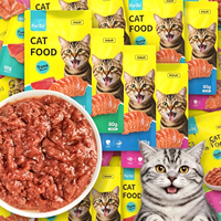 Friandises humides pour chats, 80g, saveur thon et maquereau, à base de viande de poisson d'océan, sans céréales, riches en protéines, pour la santé de la peau et du pelage