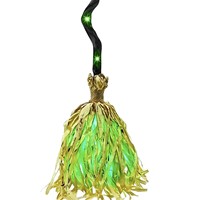 Nouvelle balai de sorcière dansante d'Halloween avec lumière verte et balai flexible pour la décoration d'animations de scènes de maison hantée