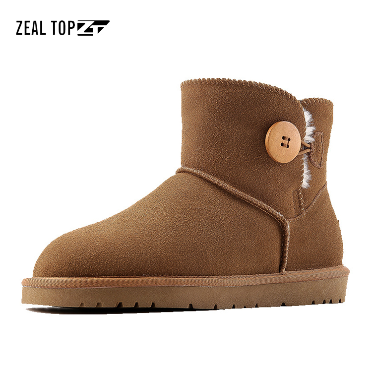 Wholesale Custom Classic Winter Warm Basic Style genuine suede Leather Fluffy Faux Fur Lining Ankle Snow Boots For Women