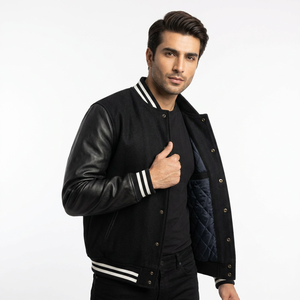 Custom logo <b>Letter</b> <b>Man</b> <b>Jacket</b> Warm Winter Leather Sleeves Varsity <b>Jackets</b> Embroidery Printed logo - Product Image 1