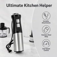 Blender tangan multifungsi 3 kecepatan bertenaga baterai, set lengkap, terbuat dari stainless steel, anti bocor, untuk penghalusan makanan rumahan
