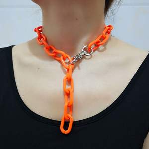 Fashion Chunky Chain <b>Necklace</b> <b>Green</b> Adjustable Hip Hop Style For Women Party Jewelry - Product Image 3