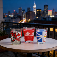 Gobelet souvenir canadien personnalisé avec impression du drapeau de la ville/province, mini-gobelets en verre, idéal pour les cadeaux de voyage et la décoration de bar