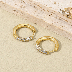 Pendientes de <span class=keywords><strong>Acero</strong></span> <span class=keywords><strong>Inoxidable</strong></span> con Nombre Personalizado, Modernos, Impermeables, con Circonitas, Chapados en Oro de 18k, Proveedor de <span class=keywords><strong>Joyería</strong></span> para Chicas - Product Image 4