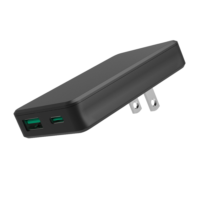 Foldable for Travel Ultra Thin 65W USB C Charger Flat Dual Port with PD 3.0/QC3.0 Fast GaN PD Wall Charger with US/EU/AU/UK