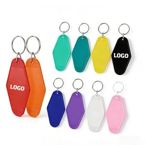 Porte-clés de motel rétro vintage en plastique vierge personnalisé avec logo promotionnel, porte-clés de motel avec boucle, code QR - Product Image 1