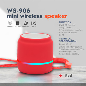 Altavoz Bluetooth Portátil Wster de 46x46x44 mm con Correa, Batería Recargable, Función de Radio, para Uso en Exteriores - Product Image 4
