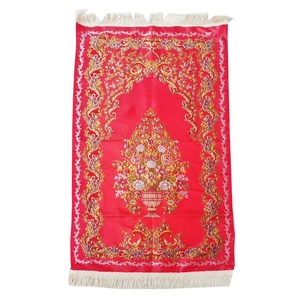 Alfombra de oración musulmana con base antideslizante, bordada con motivos florales, suave al tacto, lavable, para el hogar, pícnic y camping. - Product Image 1