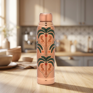 Thermos en cuivre, design palmier bohème, bouteille d'eau portable de voyage - Product Image 5