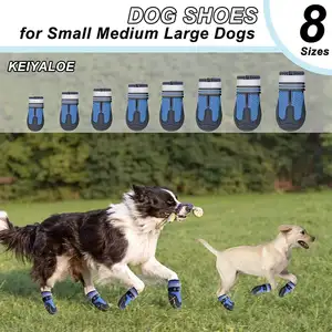 Zapatos de lluvia para perros al aire libre botines para perros pata de protección con suelas de goma antideslizantes reflectantes ajustables 4 unids/set