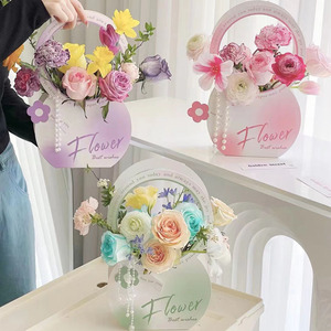 Cestas <span class=keywords><strong>de</strong></span> <span class=keywords><strong>regalo</strong></span> <span class=keywords><strong>de</strong></span> papel con asa Embalaje <span class=keywords><strong>de</strong></span> flores Cajas vacías Embalaje floral Bolsas <span class=keywords><strong>de</strong></span> regalos para cumpleaños Boda Novia Ducha - Product Image 3