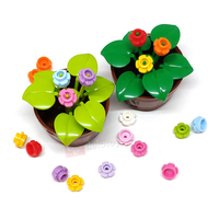 DELO TOYS (17 couleurs) Briques de construction en vrac DIY, blocs ABS 1x1, plaque de briques ronde 1*1 avec bord fleuri (5 pétales) (N°24866)
