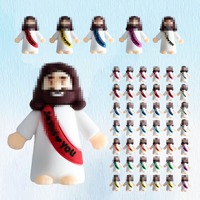 Figurines de Jésus, design original, Jésus t'aime, mini-jouets en caoutchouc de Jésus pour les jeux de cache-cache, cadeaux religieux pour les fêtes, école du dimanche