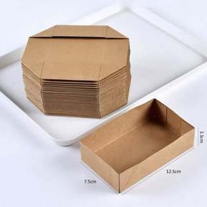 Disposable 4 Corner Pop up Food Containers Grease-Proof Fast Food <b>Box</b> Snack Boxes Foldable Brown <b>Kraft</b> Paper Food Holder Trays - Product Image 4