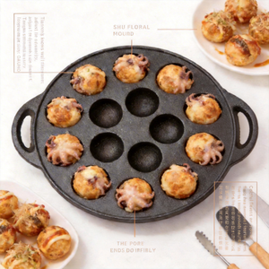 <span class=keywords><strong>Sartén</strong></span> Profesional para Takoyaki <span class=keywords><strong>de</strong></span> 15 Orificios - Hierro Fundido Resistente, Ecológica, Envío Rápido a Compradores Globales - Product Image 1