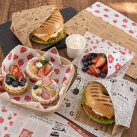 Feuilles de papier alimentaire à motifs sur mesure pour la pâtisserie, les boîtes à hamburgers, les paniers à sandwichs et le service de café