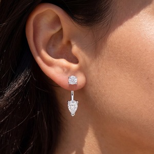 Pendientes de Aro con Diamantes CVD VS1 VS2 en Corte Pera Personalizados, Joyería de Oro Real de 10k 14k, Pendientes con Diamantes de Laboratorio - Product Image 5