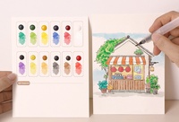 Livre de peinture portable pour aquarelle, livre de peinture DIY avec pigments intégrés et stylo à eau, livre d'art pliable pour aquarelle, idéal pour les voyages