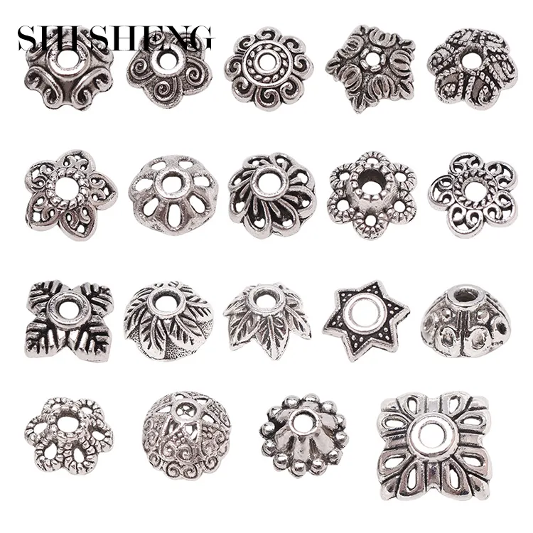 SHI SHENG Alloy Flower Shape Torus Beads Caps Loose Spacer Beads for Jewelry Making DIY Necklace Bracelets Accessories Supplies