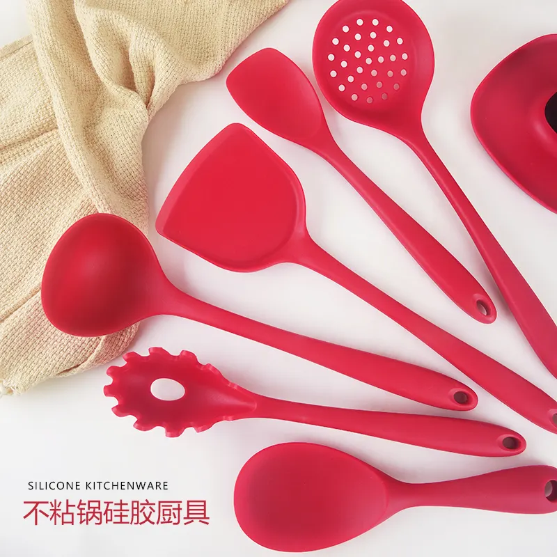 Wacool 6-piece Silicone Cooking Kitchen Utensils set fashion red color silicone kitchen set for cooking
