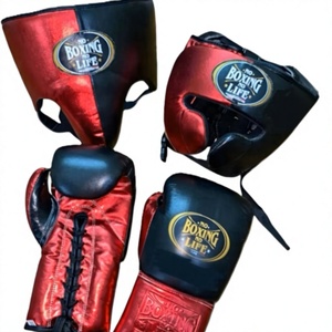 ชุดอุปกรณ์ชกมวยแบบกำหนดเอง No Boxing No Life ประกอบด้วยนวมชกมวยและหมวกป้องกันศีรษะ สีแดงดำ แบบผูกเชือก สำหรับฝึกซ้อมและแข่งขัน สำหรับผู้ใหญ่ ยี่ห้อ Winning Boxing Head Guard - Product Image 1