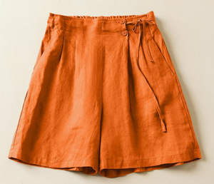 Shorts amples <span class=keywords><strong>taille</strong></span> haute élastique en coton et lin pour <span class=keywords><strong>femme</strong></span>, nouvelle collection été 2026, décontracté, <span class=keywords><strong>grande</strong></span> <span class=keywords><strong>taille</strong></span>, amincissant, avec logo - Product Image 3