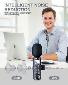 Microphone cravate sans fil omnidirectionnel 2 en 1 portable, carte son, mini K8 C, iPhone, Android, enregistrement audio/vidéo - Product Image 3