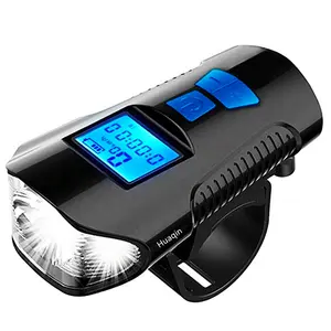 Waterproof Rainproof Speedometer Odometer Cycle Light 120db Horn Speaker USB Rechargeable Bike Front Light With Bicycle Computer