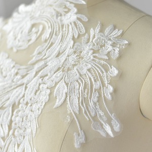 Luxury Floral New Classical Cotton Sequins Embroidery Lace Wedding Dress Patch Applique Handmade Diy Material <strong>Clothing</strong> - Product Image 2