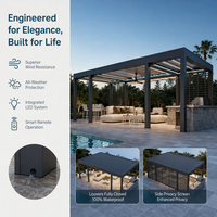 Pergola bioclimatique motorisée en aluminium, moderne, inspirée de la nature, écologique et imperméable, pour jardin, gazebo pour usage extérieur