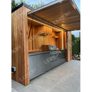 Gabinete de <span class=keywords><strong>cocina</strong></span> independiente de acero inoxidable de color negro de estilo europeo con estufa de <span class=keywords><strong>leña</strong></span> <span class=keywords><strong>cocina</strong></span> al aire libre - Product Image 3