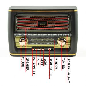 <span class=keywords><strong>M</strong></span>-1921BT Meier vieux rétro Am Fm Sw Radio Type Punk en forme de télévision multifonctionnel émotionnel barre de son en bois haut-parleur Audio en bois massif - Product Image 3