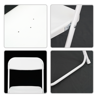 Chaise pliante moderne en plastique blanc et noir, imperméable, portable, empilable, pour événements, mariages, fêtes, intérieur et extérieur