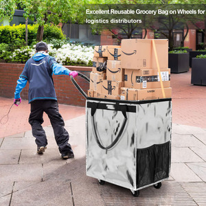 Chariot de courses pliable en polypropylène réutilisable avec roues et poignée télescopique, sac de courses type sac à main, vente en gros directe usine - Product Image 2