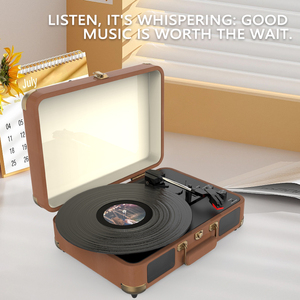 เครื่องเล่นแผ่นเสียงแบบพกพา3สปีดเครื่องเล่นแผ่นเสียงอัพเกรดลำโพงในตัว - Product Image 5