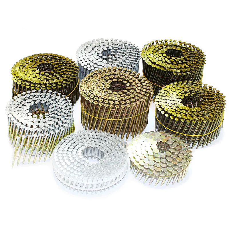 Bulk screw thread steel wire pallet coil nails 15 degree smooth hot dip electro galvanized coil nail coil patter nails