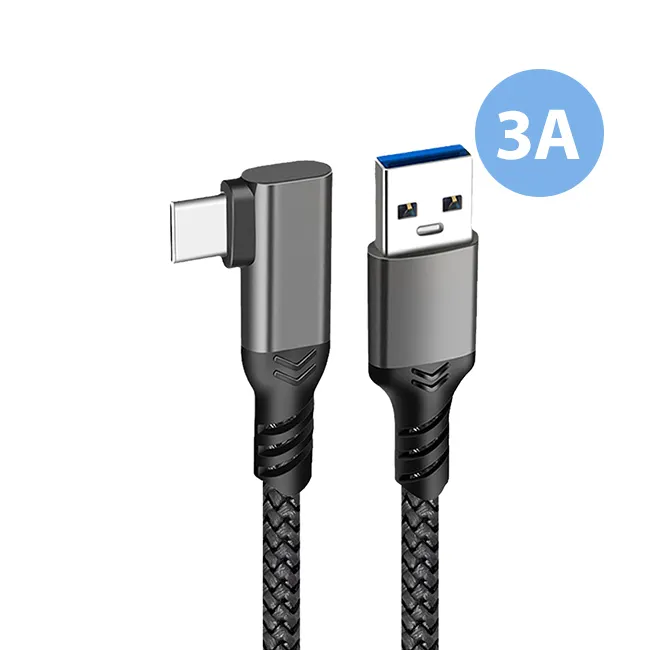 Kabel Vr 1m 2m 3m 90 derajat sudut kanan USB Tipe C pria pengisian cepat kabel Transfer Data Tautan VR