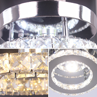 Plafonnier en cristal de style simple lumière jaune chaude Base en acier inoxydable non dure montée en surface chambre vestiaire alimentation ca