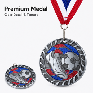 Football Medal Custom Sports Medals Zinc Alloy Award Medals Wholesale Soccer Medals With <b>Ribbon</b> for Event Supplier - Product Image 2