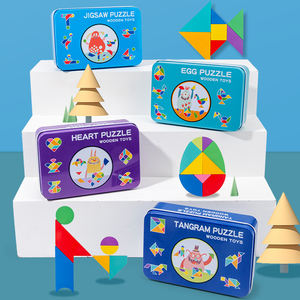 Nuevo Producto, Rompecabezas <span class=keywords><strong>Tangram</strong></span> <span class=keywords><strong>de</strong></span> Madera en Caja <span class=keywords><strong>de</strong></span> Hierro, Tangrams, Rompecabezas <span class=keywords><strong>de</strong></span> Corazón, Cuatro Estilos, Juguetes Educativos para Bebés y Niños, CE - Product Image 2