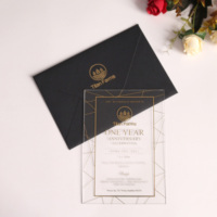 Carte d'invitation de mariage en acrylique transparent personnalisé cartes de décoration en acrylique avec enveloppe en velours fantaisie texte personnalisé