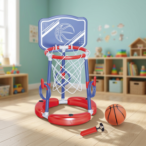 Panier de basket-ball 2-en-1 pour enfants avec jeu de lancer d'anneaux - Product Image 3