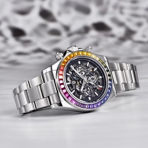 Montre mécanique pour homme PAGANI DESIGN PD1777 40 mm, lunette arc-en-ciel tendance, verre saphir, cadran ajouré, automatique, luxe - Product Image 4