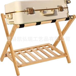 Simple wooden luggage <b>storage</b> rack for hotel bedrooms, double-layer foldable luggage rack, <b>suitcase</b> holder - Product Image 4