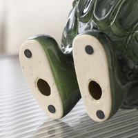Floclenco CASA Statue d'elfe créative en céramique à dégradé vert et noir, faite à la main, écologique, décoration de table pour la maison et le bureau